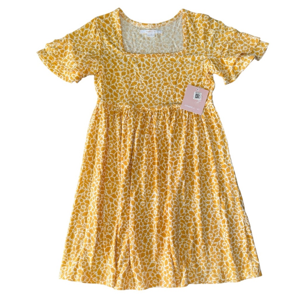 NWT O’Neill Marlowe Girls Yellow & White Summer Dress